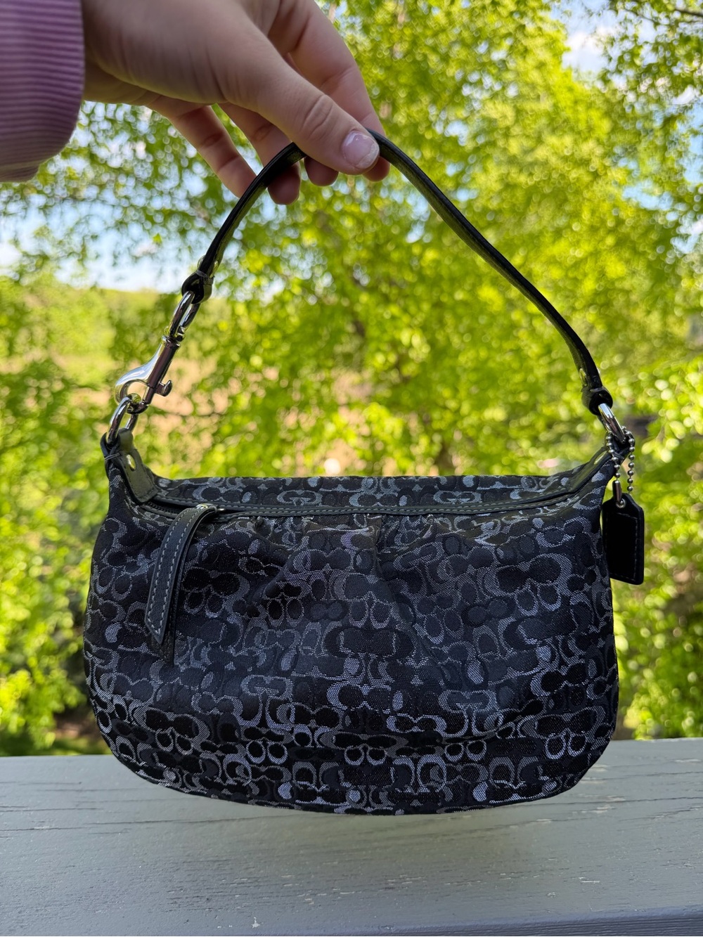 Y2K Coach Baguette Black and Sparkly Silver Signature Jacquard Pattern. UNUSED!